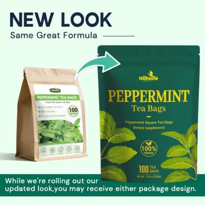 Hiihone Peppermint Tea Bags Pure & Natural Peppermint Leaves 100 Teabags