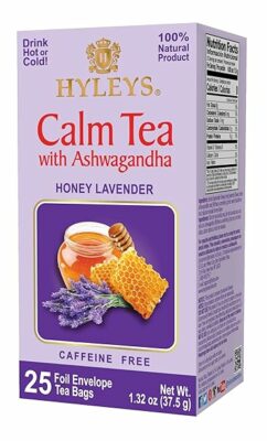 Hyleys Calm Tea with Ashwagandha Lavender & Honey Flavor Herbal Tea 25 Teabags