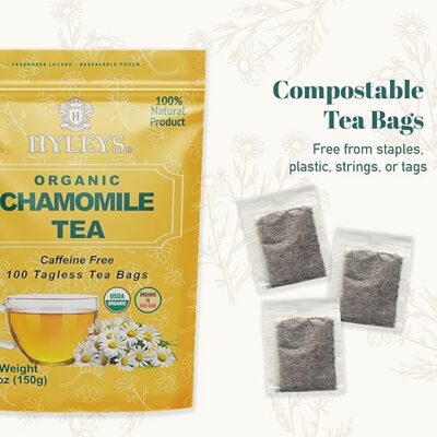 Hyleys Chamomile Tea Organic 100 Tea Bags Caffeine Free