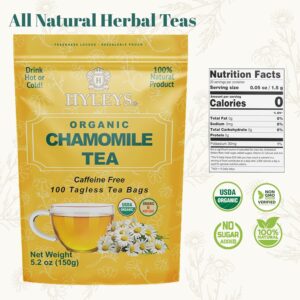 Hyleys Chamomile Tea Organic 100 Tea Bags Caffeine Free