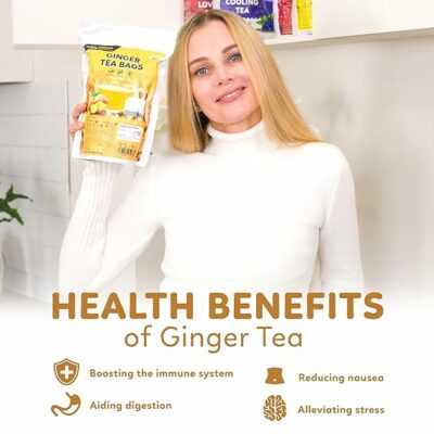 Indochine Blends Ginger Tea 100 Tea Bags with Bamboo Tongs
