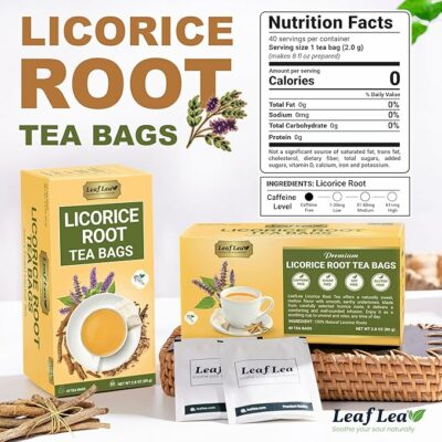 LeafLea 40 Premium Licorice Root Tea Bags 100% Pure Licorice Spice Tea