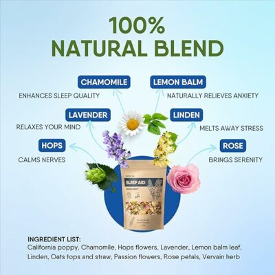 Sleep Aid Herbal Tea Organic Calming Blend with Lemon Balm