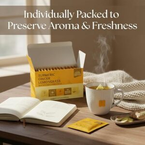 Turmeric Ginger Lemongrass Tea Bags Herbal Blend 30 Tea Bags