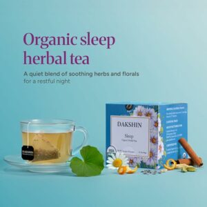 DAKSHIN Organic Sleep Tea Bedtime Relaxation Tea 16 Teabags
