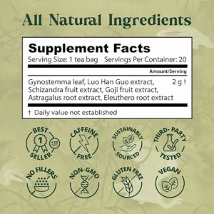 Dragon Herbs Spring Dragon Longevity Tea Energy Soothing Digestion Support 20 Teabags 60 Servings