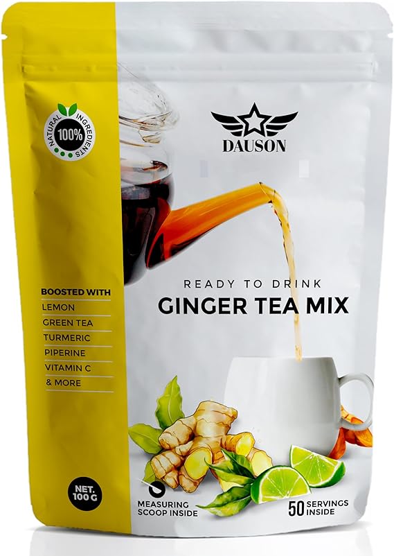 Ginger Turmeric Tea Mix Refreshing Blend of Decaf Green Tea 50 Servings