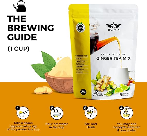 Ginger Turmeric Tea Mix Refreshing Blend of Decaf Green Tea 50 Servings