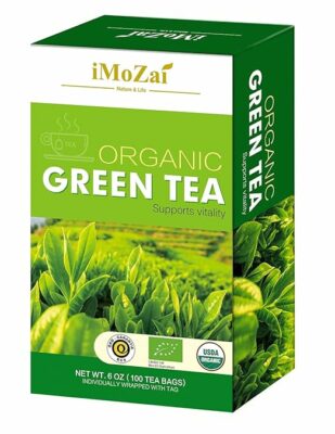 Imozai Organic Green Tea Bags 100 Individually Wrapped Teabags