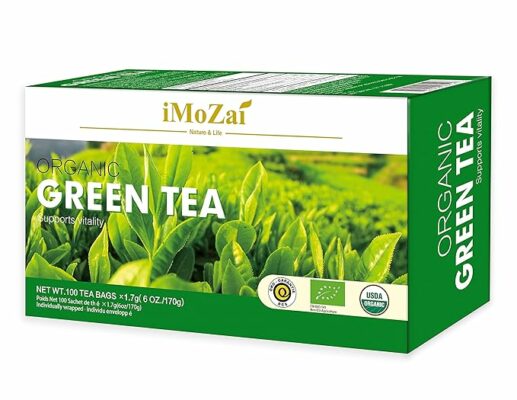 Imozai Organic Green Tea Bags 100 Individually Wrapped Teabags