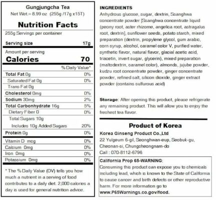 Minecook Korean Royal Palace Tea Rich & Deep Herbal Tea 15 Count