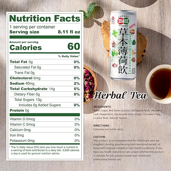 NÜLIFE Peppermint Herbal Iced Tea 8 Botanical Blend for Cooling Refreshment Pack of 24