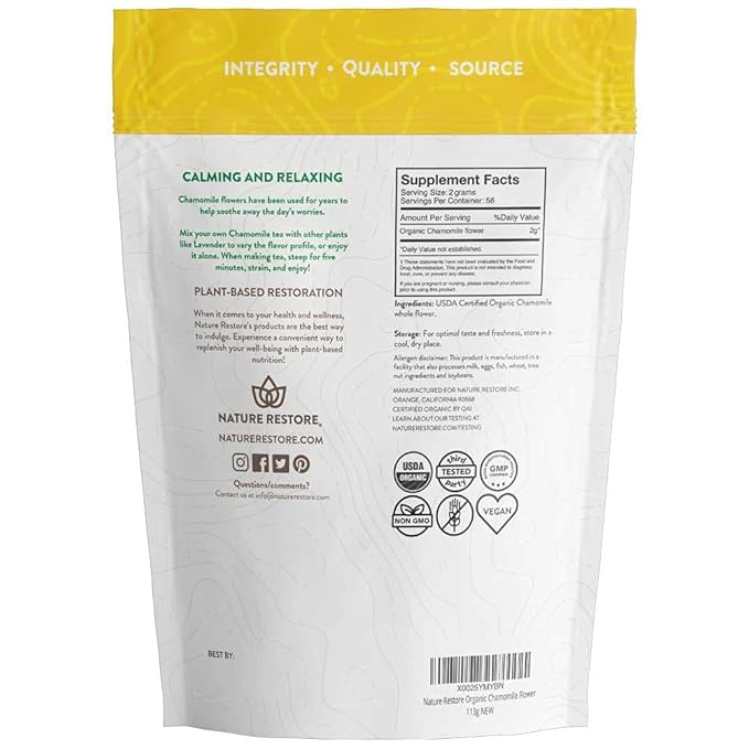 Organic Chamomile Whole Flower Loose Leaf Tea Leaves 4oz
