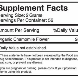 Organic Chamomile Whole Flower Loose Leaf Tea Leaves 4oz