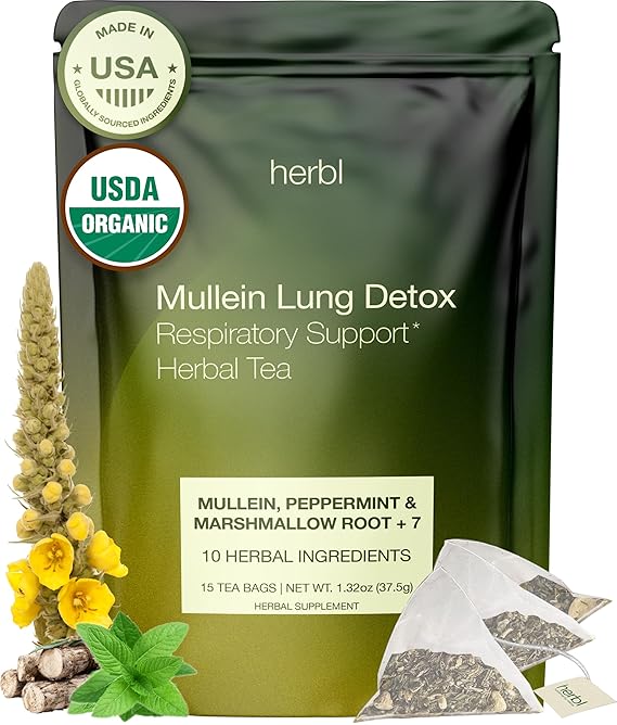 Organic Mullein Tea Lung Detox Tea for Better Lungs Respiratory Tea