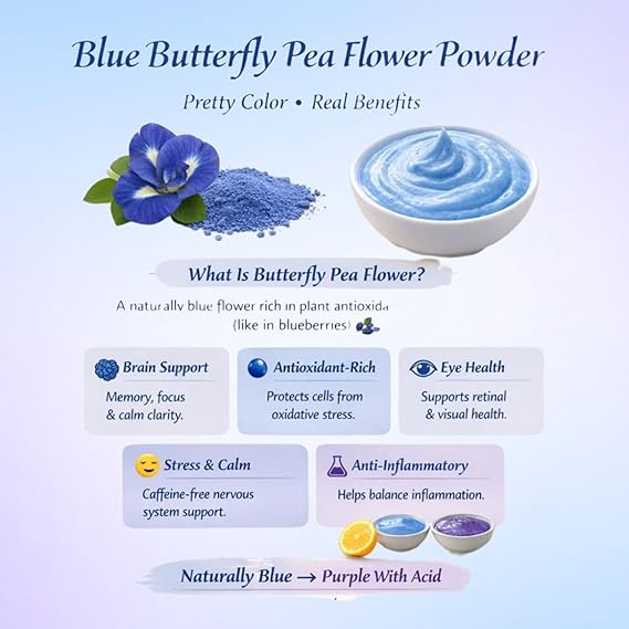 Queen Omi Organic Butterfly Pea Flower Tea Powder Herbal Tea 80g