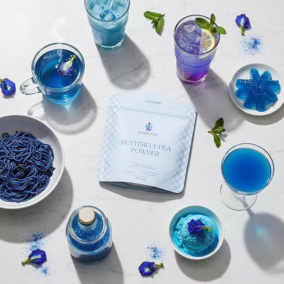 Queen Omi Organic Butterfly Pea Flower Tea Powder Herbal Tea 80g