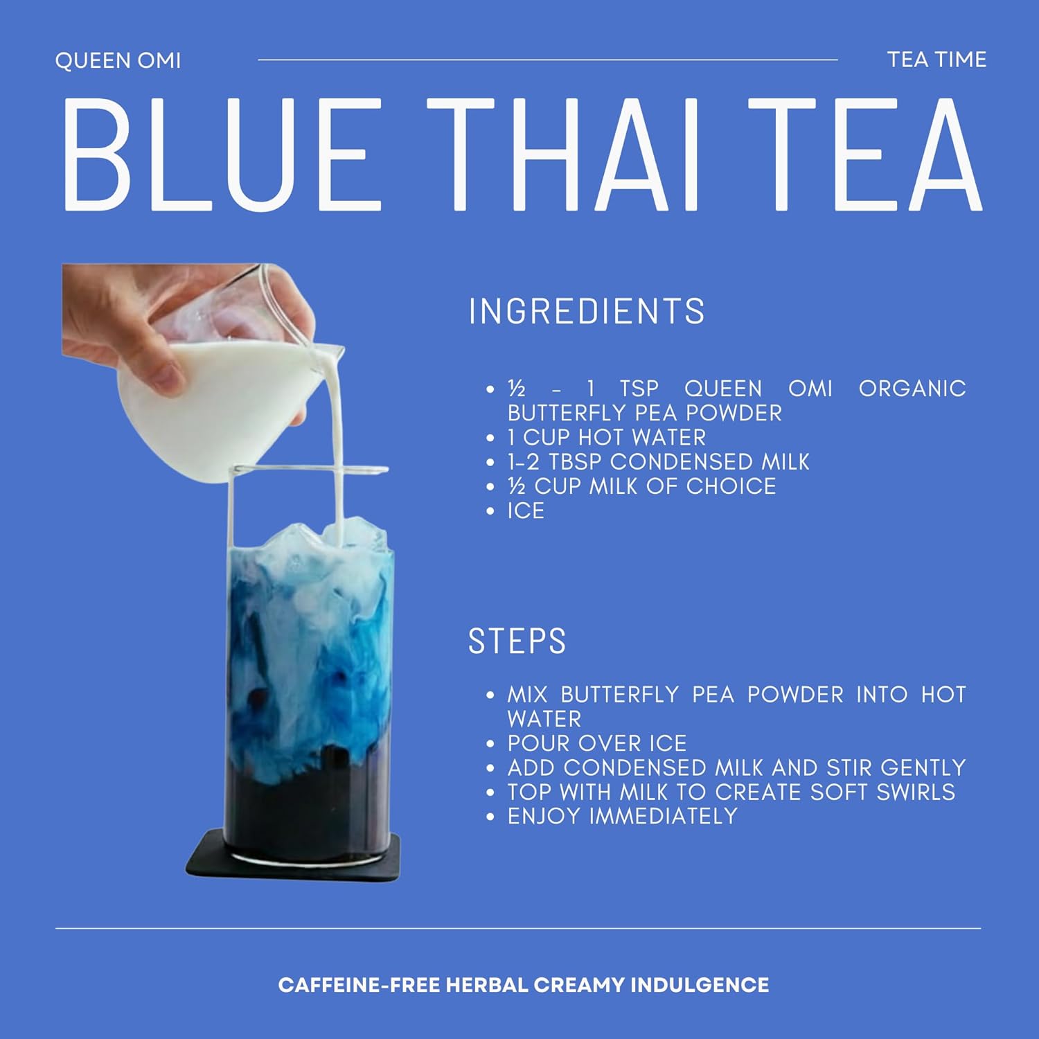 Queen Omi Organic Butterfly Pea Flower Tea Powder Herbal Tea 80g