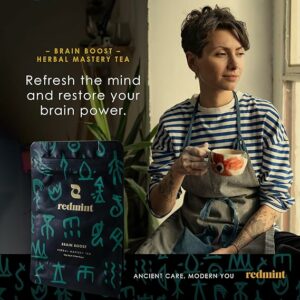 Redmint Herbal Tea Mastery Brain Boost Five Treasures Tea for Focus and Energy 10 TeaBags