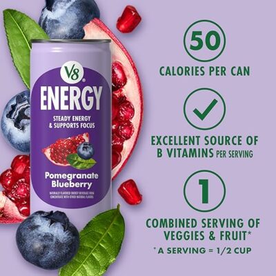 V8 +Energy Pomegranate Blueberry Juice Energy Drink Pack of 6