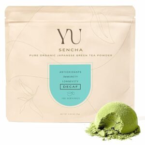 Yu Tea Decaf Organic Sencha Green Tea Powder 100 Servings