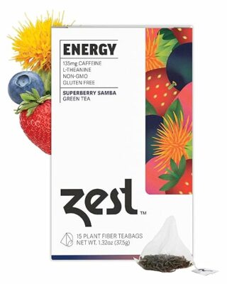 Zest Energy Green Tea High Caffeine Strawberry Acai & Passion Fruit Tea 15 Teabags