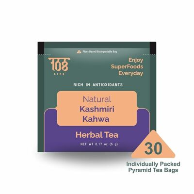108 LIFE Natural Kashmiri Kahwa Herbal Tea 100% Natural 30 Teabags
