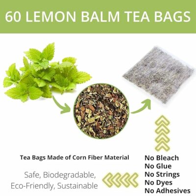 60 Lemon Balm Tea Bags Dried Lemon Balm Leaves Tea Stress Relief & Sleep Support
