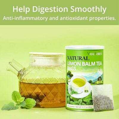 60 Lemon Balm Tea Bags Dried Lemon Balm Leaves Tea Stress Relief & Sleep Support