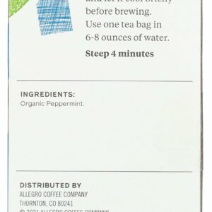 Allegro Tea Organic Northwest Peppermint Tea Bags 20 Teabags