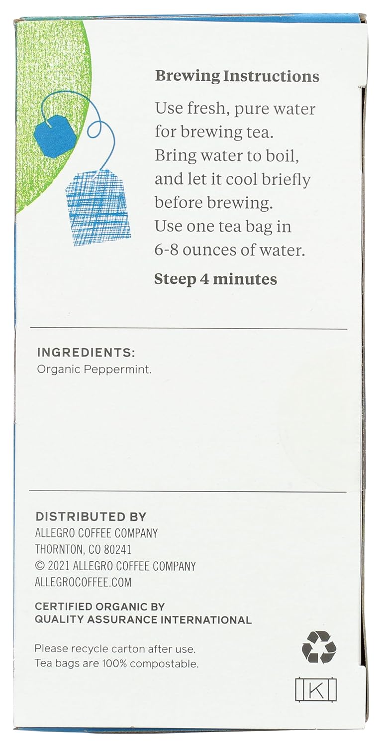Allegro Tea Organic Northwest Peppermint Tea Bags 20 Teabags