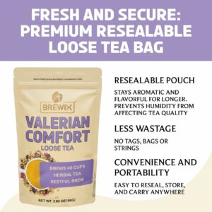 BREWIX Valerian Comfort Tea for Sleep and Relaxation 40+ Cups