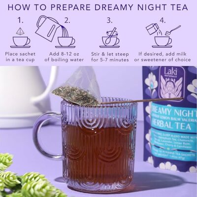Dreamy Night Sleep Tea 18 Tea Bags Sleepytime Calming Tea Herbal Blend