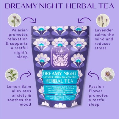 Dreamy Night Sleep Tea 18 Tea Bags Sleepytime Calming Tea Herbal Blend