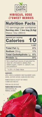 Good Earth Sensorials Hibiscus Rose & Sweet Berries Herbal Tea 15 Teabags