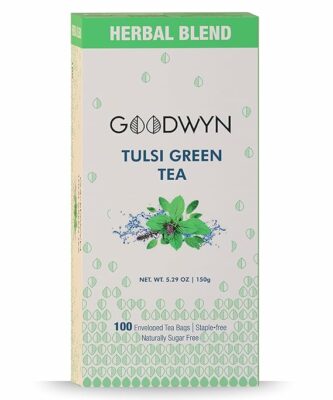 Goodwyn Herbal Tulsi Tea Bags Holy Basil Green Tea 100 Tea Bags