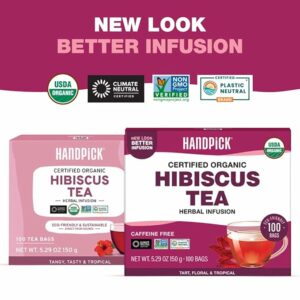 HANDPICK Organic Hibiscus Tea Bags 100 Tea Bags