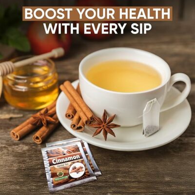 HERBOGANIC Cinnamon Herbal Tea Digestion Support and Immune Boost 20 Tea Bags