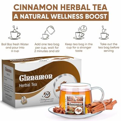 HERBOGANIC Cinnamon Herbal Tea Digestion Support and Immune Boost 20 Tea Bags