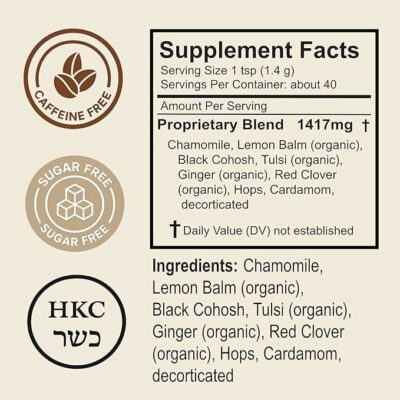 Herbal Tea Loose Leaf Black Cohosh Tea with Chamomile Red Clover Halal 40 Servings