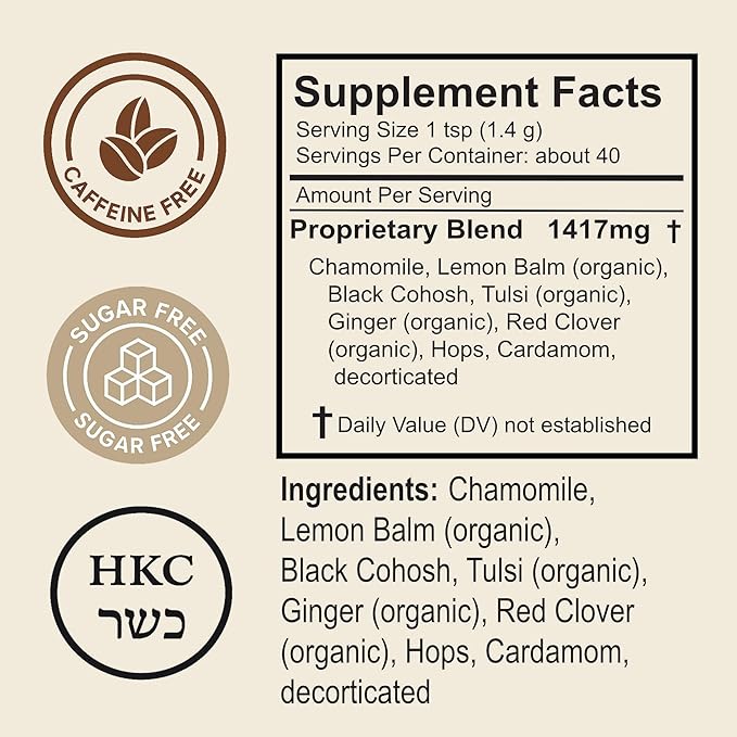 Herbal Tea Loose Leaf Black Cohosh Tea with Chamomile Red Clover Halal 40 Servings