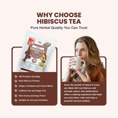 Hibiscus Tea Bags 100 count Hibiscus Tea with Ginger Cinnamon and Cloves