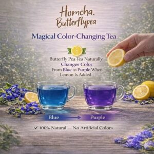 Homcha USDA Organic Butterfly Pea Flower Tea Bags 30 Herbal Tea Bags