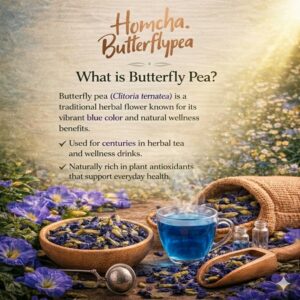 Homcha USDA Organic Butterfly Pea Flower Tea Bags 30 Herbal Tea Bags