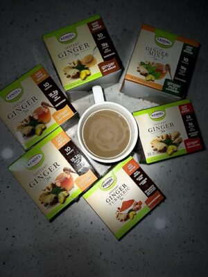 Kendel Instant Ginger Turmeric Tea Unsweetened Real Ginger Powder Drink 14 Sachets
