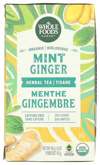 Organic Mint Ginger Herbal Tea 20 Tea Bags