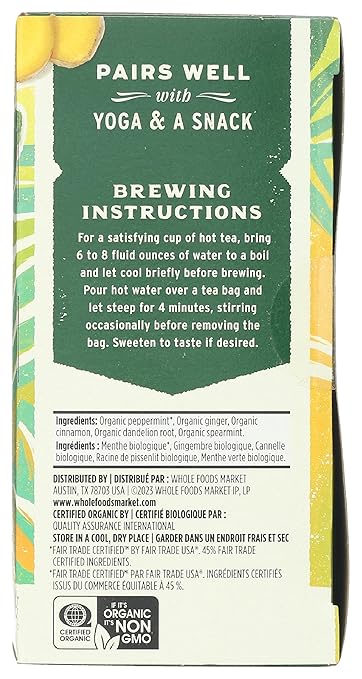 Organic Mint Ginger Herbal Tea 20 Tea Bags