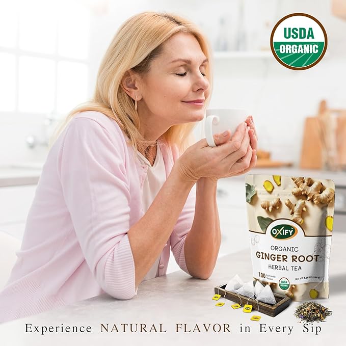 Oxify Organic Ginger Root Herbal Tea 100 Eco Friendly Tea Bags