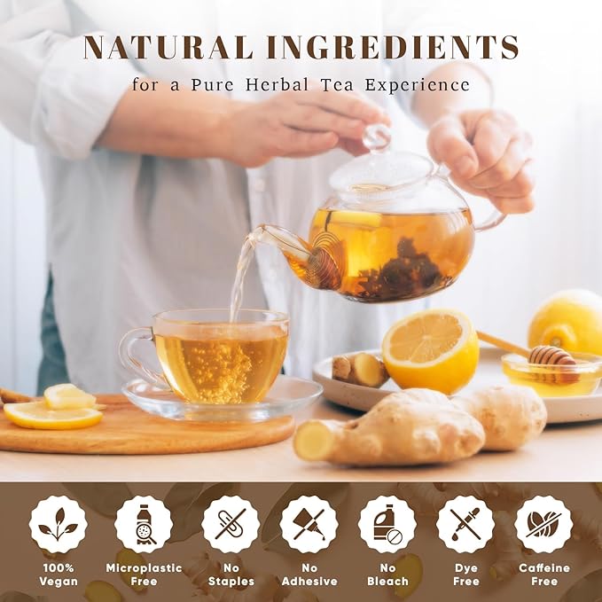 Oxify Organic Ginger Root Herbal Tea 100 Eco Friendly Tea Bags