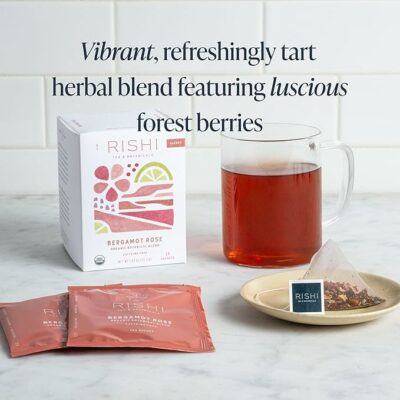 Rishi Tea Bergamot Rose Herbal Tea Organic Caffeine Free 15 Sachet Bags